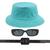 Kit Chapéu Bucket, Oculos De Sol Proteção Uv400 E Cinto Quadrado CF01 Verde turquesa