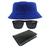 Kit Chapéu Bucket, Óculos de Sol Retangular E Carteira Masculina  MD-03 Azul royal