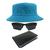 Kit Chapéu Bucket, Óculos de Sol Retangular Esporte E Carteira Masculina MD-01 Azul