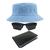 Kit Chapéu Bucket, Óculos de Sol Retangular Esporte E Carteira Masculina MD-01 Azul claro