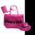 Kit Chapéu Paris ABA MÉDIA COLORIDO + Bolsa Praia AMO O VERÃO SILICONE com Necessaire Casual Feminino  867 Rosa