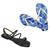 Kit Chinelo e Rasteira Moda Pé 2 Pares Multicolorido Azul, Preto