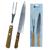 Kit Churrasco Cozinha Jumbo Aço Inox Garfo Faca Profissional Madeira 2 Pçs Wood