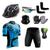 Kit Ciclismo Camisa + Bermuda C/ Proteção Gel + Capacete Bike + Acessórios Ciclista preto, Azul