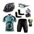 Kit Ciclismo Camisa e Bermuda C/ Forro Gel + Capacete + Luvas + Acessórios Bike azul