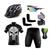 Kit Ciclismo Camisa e Bermuda C/ Forro Gel + Capacete + Luvas + Acessórios Punisher preto, Branco