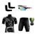 Kit Ciclismo Camisa Proteção UV e Bermuda em Gel + Óculos Esportivo + Manguitos Ciclista preto, Branco