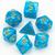 Kit com 07 Dados de RPG Dungeons And Dragons D&D Poliédricos D4 D6 D8 D10 D10% D12 D20 09, Azul agua