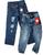 kit com 2 calça jeans infantil meninas infantil com elastano 4 6 e 8 anos pronta entrega Azul celeste