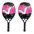 Kit com 2 Raquetes de Beach Tennis Classic Full Carbon VG Plus Rosa