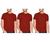 Kit com 3 Camisas Camisetas Blusas Baby Looks T-shirts Masculina Feminina Slim Básica 100% Algodão Camiseta vermelha