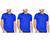 Kit com 3 Camisas Camisetas Blusas Baby Looks T-shirts Masculina Feminina Slim Básica 100% Algodão Camiseta azul royal
