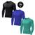 Kit Com 3 Camisas Manga Longa Segunda Pele Proteção Solar UV Fator 50+  Unissex Masculina e Feminina Verde jade azul royal preto