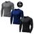 Kit Com 3 Camisas Manga Longa Segunda Pele Proteção Solar UV Fator 50+  Unissex Masculina e Feminina Cinza escuro preto azul marinho