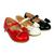 Kit Com 3 Pares Sapatilha Infantil Menina Boneca Verniz Confortável SPT-510 Vermelho, Branco, Preto