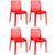 Kit com 4 Cadeiras Gruvyer Estrutura em Polipropileno Fratini Vermelho
