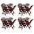 Kit com 4 Conjuntos de Jogo de Mesa 70x70 Com 4 Cadeiras Dobráveis - DG Móveis Imbuia