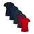 Kit Com 5 Camisetas Básicas Femininas Baby Look 100% Algodão 1 preta, 1 marinho, 1 vermelha, 1 bordô, 1 verde