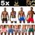 Kit Com 5 Cuecas Boxer Box Masculina Adulto Pitbull Original Microfibra Variadas