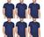 Kit com 6 Camisas Camisetas Blusas Baby Looks T-shirts Masculina Feminina Slim Básica 100% Algodão 6 camisetas, Azul marinho