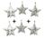 Kit com 6 Estrelas de 5 Pontas Enfeite Natalino para Pendurar 5x5 cm Cinza claro