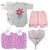 Kit Com 6 Pçs Presente Para Bebê Body Short Naninha Babador Kit menina