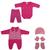 Kit Com 6 Peças Bebê Recém-nascido Menina Macacão, Body, Calça e Touca Pink