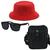 Kit Com Chapéu Bucket, Bolsa Pochete Shoulder bag mini E Oculos De Sol Vermelho