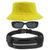 Kit Com Chapéu Bucket Hat, Pochete Ajustável Saída Para Fone E Oculos De Sol Vintage Com Armação Quadrado Proteção MD-06 AMARELO