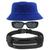 Kit Com Chapéu Bucket Hat, Pochete Ajustável Saída Para Fone E Oculos De Sol Vintage Com Armação Quadrado Proteção MD-06 AZUL ROYAL