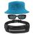 Kit Com Chapéu Bucket Hat, Pochete Ajustável Saída Para Fone E Oculos De Sol Vintage Com Armação Quadrado Proteção MD-06 AZUL