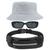 Kit Com Chapéu Bucket Hat, Pochete Ajustável Saída Para Fone E Oculos De Sol Vintage Com Armação Quadrado Proteção MD-06 BRANCO