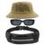 Kit Com Chapéu Bucket Hat, Pochete Ajustável Saída Para Fone E Oculos De Sol Vintage Com Armação Quadrado Proteção MD-06 Caqui