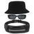 Kit Com Chapéu Bucket Hat, Pochete Ajustável Saída Para Fone E Oculos De Sol Vintage Com Armação Quadrado Proteção MD-06 PRETO