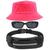 Kit Com Chapéu Bucket Hat, Pochete Ajustável Saída Para Fone E Oculos De Sol Vintage Com Armação Quadrado Proteção MD-06 ROSA NEON