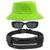 Kit Com Chapéu Bucket Hat, Pochete Ajustável Saída Para Fone E Oculos De Sol Vintage Com Armação Quadrado Proteção MD-06 VERDE NEON