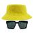 Kit Com Chapéu Bucket, Óculos de Sol Geométrico Com Armação Quadrada Com Proteção Solar Uv400 Lente Escura Fashion MD-43 AMARELO