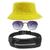 Kit Com Chapéu Bucket, Óculos De Sol Hexagonal Masculino E Feminino Com Proteção Uv400 E Pochete Esporte Compacto MD-04 AMARELO