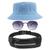 Kit Com Chapéu Bucket, Óculos De Sol Hexagonal Masculino E Feminino Com Proteção Uv400 E Pochete Esporte Compacto MD-04 AZUL CLARO