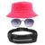 Kit Com Chapéu Bucket, Óculos De Sol Hexagonal Masculino E Feminino Com Proteção Uv400 E Pochete Esporte Compacto MD-04 ROSA NEON