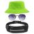 Kit Com Chapéu Bucket, Óculos De Sol Hexagonal Masculino E Feminino Com Proteção Uv400 E Pochete Esporte Compacto MD-04 VERDE NEON