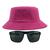 Kit Com Chapéu Bucket, Óculos de Sol Piloto Com Armação de Metal Com Proteção Uv400 MODELO Pink