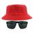 Kit Com Chapéu Bucket, Óculos de Sol Piloto Com Armação de Metal Com Proteção Uv400 MODELO Vermelho