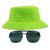 Kit Com Chapéu Bucket, Óculos de Sol Quadrado Com Armação Metálica Lente Escura Com Proteção Solar Uv400 Unissex MD-24 Verde neon