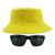 Kit Com Chapéu Bucket, Óculos de Sol Retangular Com Proteção Uv400 Masculino Armação Fosca Esportivo Espelhado MD-38 Amarelo