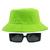 Kit Com Chapéu Bucket, Óculos de Sol Retangular Estreito Com Armação Grossa Geométrica Com Proteção Uv400 Fashion MD-32 Verde neon