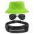 Kit Com Chapéu Bucket, Pochete Ajustável Impermeável E Óculos de Sol Piloto Com Armação de Metal Proteção Uv400 MD-19 Verde neon