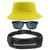 Kit Com Chapéu Bucket, Pochete Ajustável Impermeável Saída Para Fone E Óculos De Sol Bambu Madeira Proteção UV400 MD-05 Amarelo