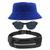 Kit Com Chapéu Bucket, Pochete Ajustável Impermeável Saída Para Fone E Oculos De Sol Óculos De Sol Armação Oval MD-13 Azul royal
