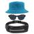 Kit Com Chapéu Bucket, Pochete Ajustável Impermeável Saída Para Fone E Oculos De Sol Óculos De Sol Armação Oval MD-13 Azul